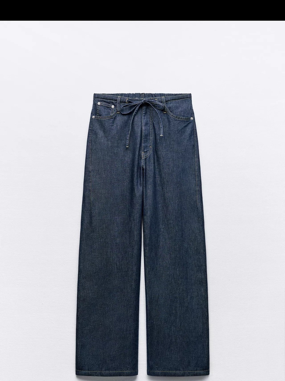 Zara Wide-Leg Denim Jumpsuit Pants in Dark Blue